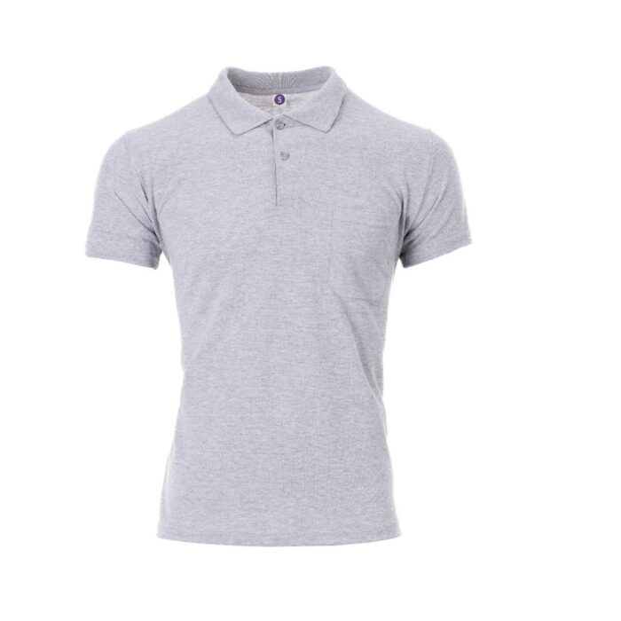 Polo Yaka Tişört Düz - Gri Melanj