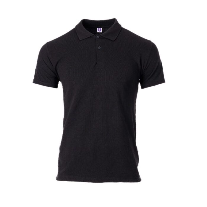 Polo Yaka Tişört Düz - Siyah
