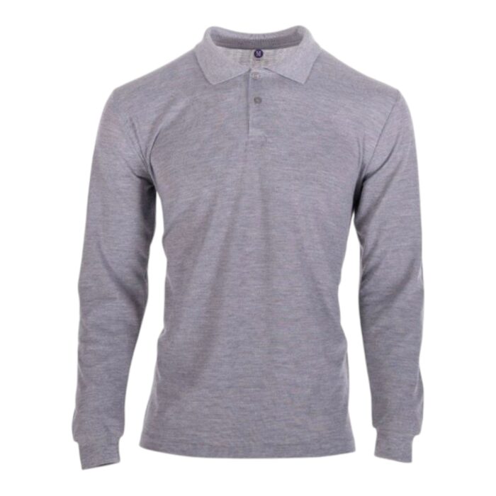 Polo Yaka Sweatshirt - Gri Melanj